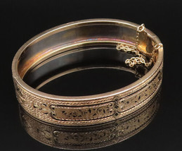 14K GOLD - Vintage Antique Victorian Enamel Swirl Detail Bangle Bracelet... - $1,250.87