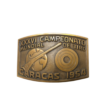 VTG XXXVI Cameonato Mundial De Tiro Caracas 1954 Belt Buckle Venezuela S... - $98.99