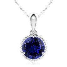 ANGARA Lab-Grown Rope-Framed Blue Sapphire Pendant in Silver (9mm,3.75 Ct) - £530.72 GBP