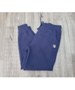 Fila Sweatpants Men&#39;s Medium Blue Classic Logo Fleece Athletic Jogger w ... - $26.73