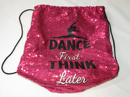 Clairs &quot;Dance First Think Later&quot; fuchsia backpack string bag sack light ... - $15.43