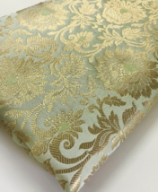 Banarasi Brocade Fabric Sage Green &amp; Gold Fabric Wedding Fabric -NF2002 - £5.96 GBP+