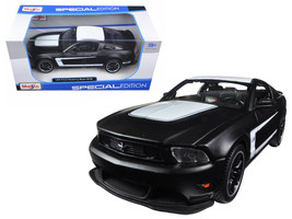 2012 Ford Mustang Boss 302 Matt Black and White 1/24 Diecast Model Car b... - $40.99