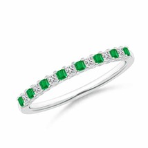 ANGARA Emerald and Princess Diamond Semi Eternity Classic Wedding Band i... - £490.85 GBP