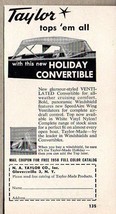 1958 Print Ad Taylor Convertible Boat Tops Gloversville,NY - $7.85