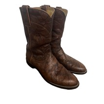 Justin Mens Brown Marled Deerskin Leather Roper Western Cowboy Boots US 9.5D USA - £70.05 GBP