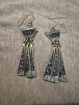 Vintage E. Berebi Enamel Tribal Inspired Dangle Earrings - £23.43 GBP