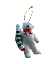 Vintage Bear Bone China Holding Stocking  Christmas Ornament - £8.95 GBP