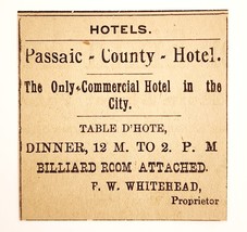 1895 Passaic County Hotel Victorian Advertisement New Jersey Whitehead F13M - $375.23 MXN