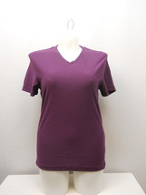 Kenneth Cole Reaction Ladies Knit Top V-Neck Short-Sleeve Solid Purple Size M - £20.03 GBP