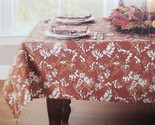 Printed Fabric Tablecloth, 60&quot; x 84&quot;Oblong, LEAVES ON BROWN,AUTUMN FOLIA... - £19.45 GBP