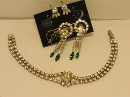 2 Sets of Vintage Rhinestone  Earrings and Rhinestone Bracelet  ,Very Nice - £14.91 GBP