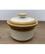 Mikasa Stone Manor Sugar Bowl &amp; Lid Harvest Gold Rim MCM F5800 Excellent - $19.75