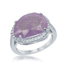 Sterling Silver Oval Pink Ice with CZ Border Ring - £47.33 GBP