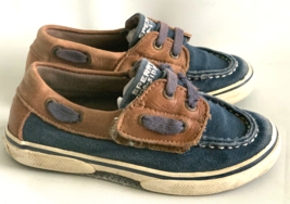 Sperry Top Sider Brown Blue Boat Shoe Slip On Toddler Boys Size 10M CB51... - $15.85