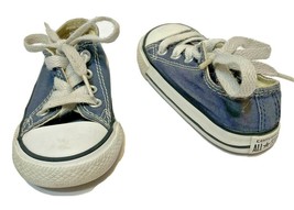 Converse All Star Infant Toddle Blue Canvas Lace Up Sneakers Size 5 - £13.26 GBP