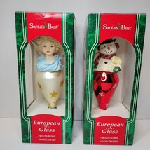 Set of 2 Santa&#39;s Best European Style Glass Ornaments Hand Crafted 1997 Boxed - £15.22 GBP