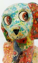 Paper Mache Dog Bank Ceramic Sitting Puppy Hound Flower Decor Handmade VTG Craft - £43.92 GBP