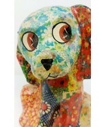 Paper Mache Dog Bank Ceramic Sitting Puppy Hound Flower Decor Handmade V... - £42.96 GBP