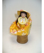 Vintage Hawaii Makaleka Doll Yellow Dress Girl Tapa Mache with Tag Paint... - $12.74