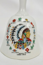 Vtg Running Water Wisconsin Souvenir Porcelain Bell Indian Chief Design Japan - £15.60 GBP