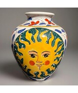 Vintage Unique Sunburst Hand Painted Porcelain WBI Vase /Urn 9 Inches Tall - $59.40