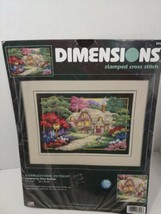 Dimensions Stamped Cross Stitch Kit Cobblestone Retreat 3204 cottage flo... - £15.23 GBP