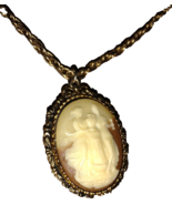 Max Factor Cameo Perfume Compact Pendant Locket Necklace Greek Woman VTG... - €30,23 EUR