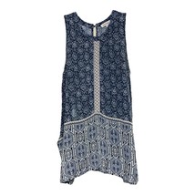 Monteau Womens Blue White Floral Rayon Sleeveless Top Size Small - $8.48