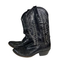 Dan Post Cowboy Boots Size 9.5 Black Lizard Faded Peeling White Stitching - $24.80