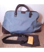 Vintage Hartmann LARGE blue Tweed leather Carry-On Overnight Luggage Tot... - $135.00