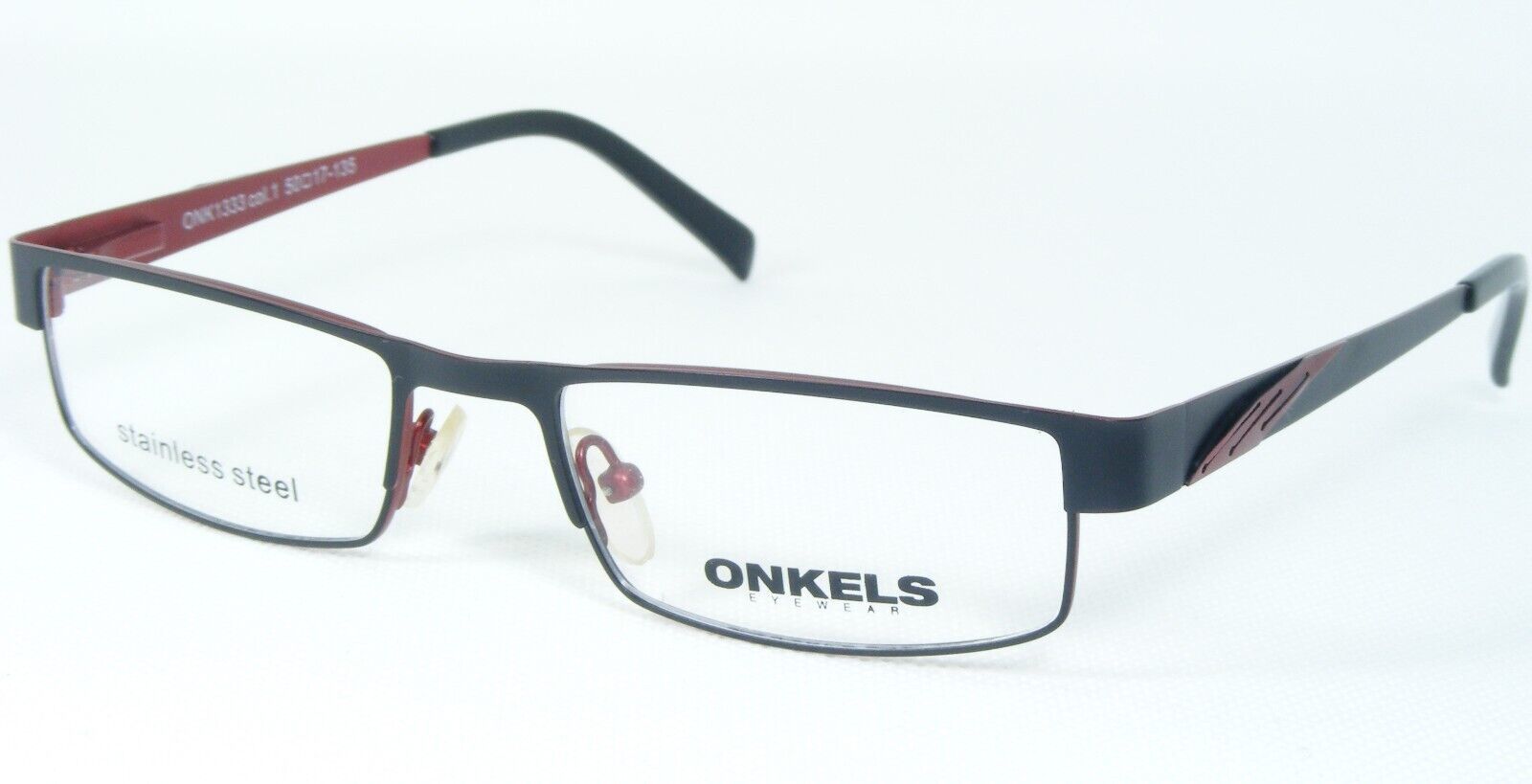 Nouveau Onkels ONK1333 Col. 1 Noir Mat / Rouge Monture De Lunettes 50-17... - $58.40