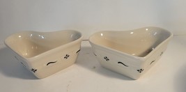 Longabarger Pottery 2 Ramekin Dishes Heart Shaped Blue Woven Traditions` - $35.00