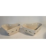 Longabarger Pottery 2 Ramekin Dishes Heart Shaped Blue Woven Traditions` - $47.46 CAD
