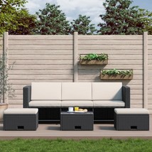  Outdoor Sofa Black PE Rattan 3-Seater Removable Covers - $15,547.35 MXN