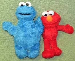 Sesame Street Hasbro 10&quot; Cookie Monster Elmo Plush Stuffed Animal Muppets Toy - £7.55 GBP