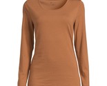 No Boundaries Juniors Scoop Neck T-Shirt with Long Sleeves, Brown Size S... - $14.84