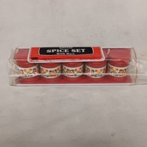 Nevco Spice Set With Rack 5 Red Tin Spice Tins New in Pkg - $32.95