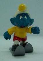 Vintage Schleich The Smurfs Smurf Brushing Teeth 2&quot; Pvc Figure Toy 1979 - £11.94 GBP