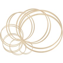 14 Pieces 7 Sizes Wooden Bamboo Floral Hoop Set Macrame Craft Hoop Rings... - £25.10 GBP