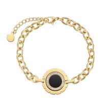 Mother Of Pearl Bracelet For Women Stainless Steel Fashion Jewelry Black Acrylic - £26.42 GBP