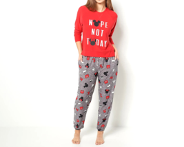 Disney Soft Jersey Raglan and Jogger Pajama Set- Red/Nope Mickey, LARGE - £22.75 GBP