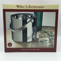 Wine Enthusiast 7&quot; Tall Stainless Steel Ice Bucket Seal, Lid, Tongs, &amp; H... - £27.91 GBP