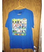 Super Mario Graphic T-Shirt Blue Mens Size Large Nintendo 2021 100% Cotton - $13.52