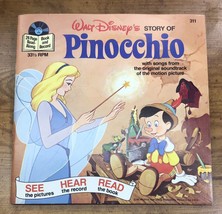 Vintage Walt Disney Pinocchio #311 Read Along Book &amp; Record VG - £13.82 GBP