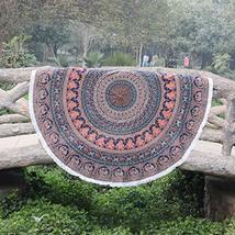 Traditional Jaipur Round Peacock Elephant Floral Mandala Throw Tapestry, Hippie  - £22.37 GBP
