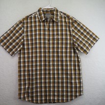 Carhartt Shirt Mens Medium Checked Brown Black Relaxed Fit Short Sleeve - £19.41 GBP