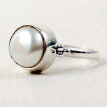 925 Sterling Silver Pearl Handmade Ring SZ H to Y Festive Gift Women RS-1092 - £20.90 GBP