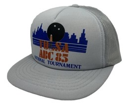 Vintage Tulsa ABC 85 Bowling Tournament Hat Cap Gray Mesh Trucker Yupoong Mens - £19.54 GBP