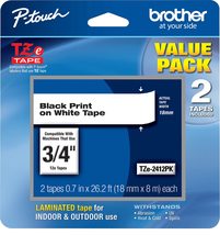 Brother Genuine P-Touch, TZe2412PK, 2 Pack of Label Tape, Black Font On ... - £21.34 GBP+